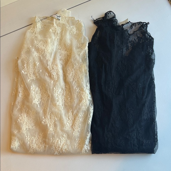 Free People Tops - Free People Cream and Black Lace Blouses